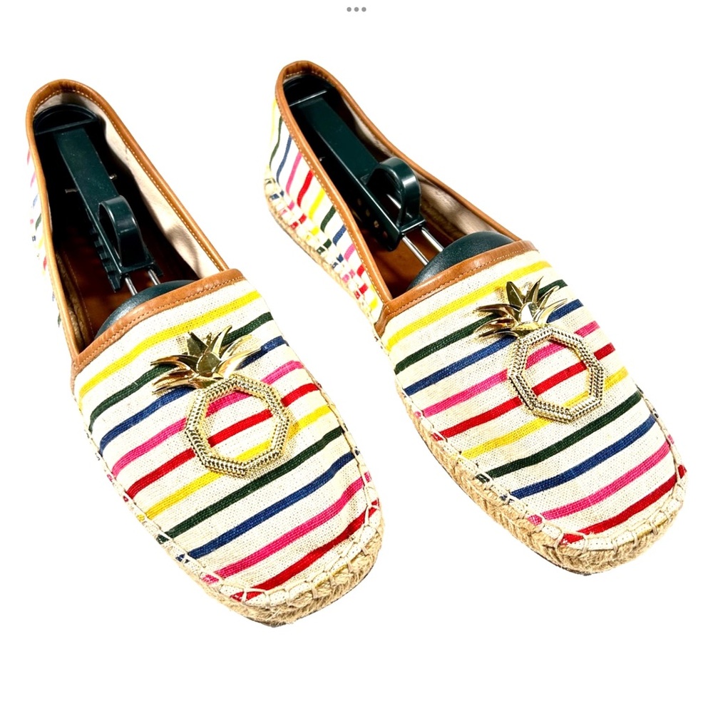 Louise Et Cie Adige Rainbow Striped Pineapple Espadrille Jute Slip On Flats 10